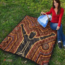 Australia Aboriginal Inspired Quilt - Aboriginal Style Of Dot Background Depicting Victory Quilt