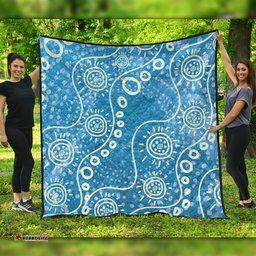 Australia Aboriginal Quilt - River Scene in Aboriginal Dot Art Style Quilt