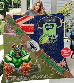 personalized canberra raiders stadium mascot quilt blanket nrl