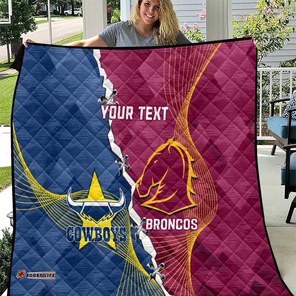 custom cowboys and broncos rugby quilt dynamic style