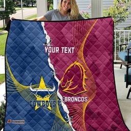 custom cowboys and broncos rugby quilt dynamic style