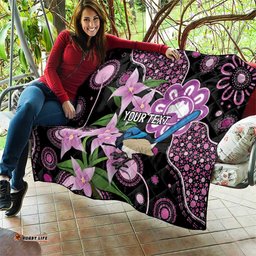 personalised australia boronia and malurus cyaneus quilt aboriginal art