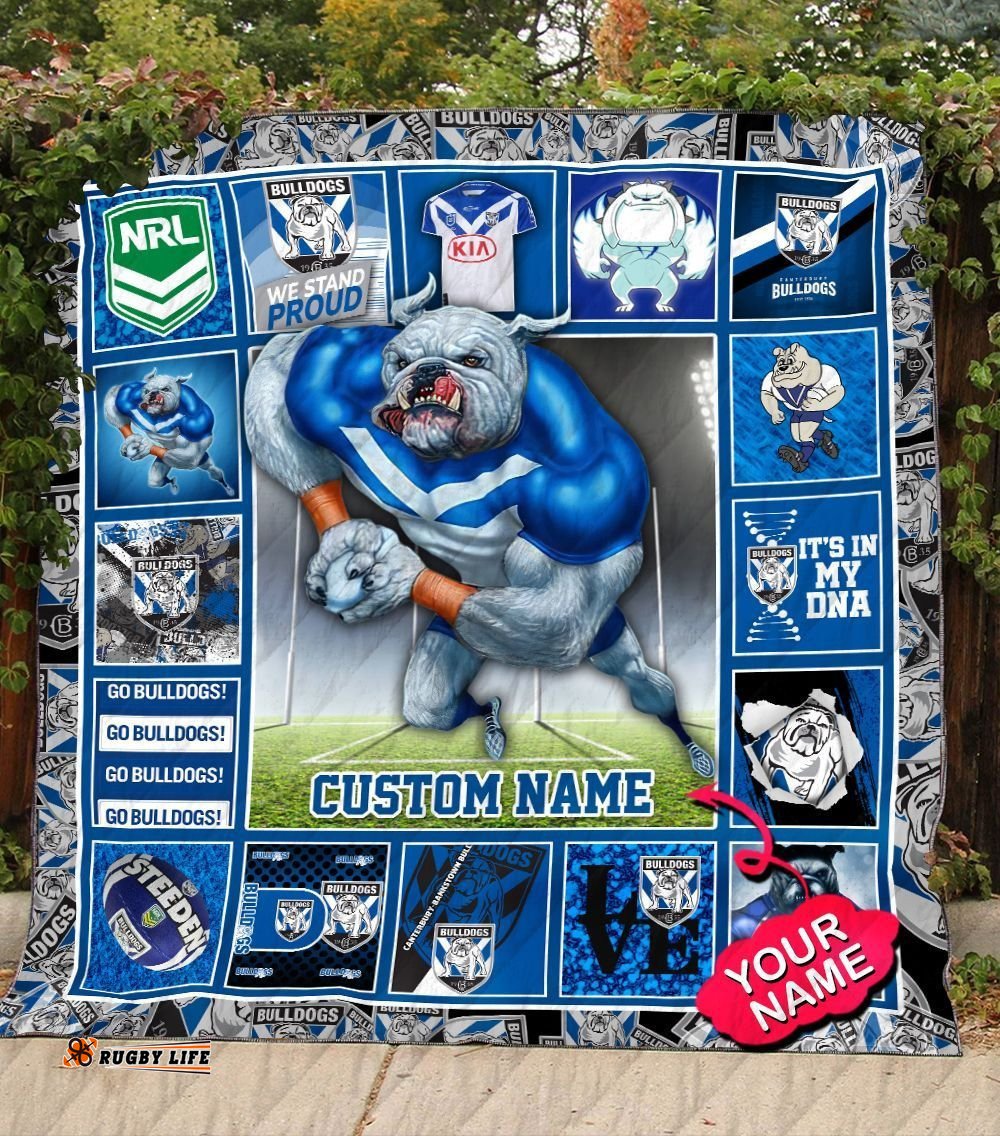 canterbury bankstown bulldogs quilt blanket nrl quilt blanket mascot personalized