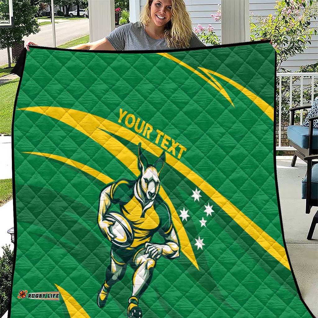 personalized australia rugby champion quilt wallabies mascot with sporty style