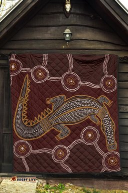 aboriginal premium quilt indigenous crocodile brown color