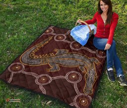 aboriginal premium quilt indigenous crocodile brown color