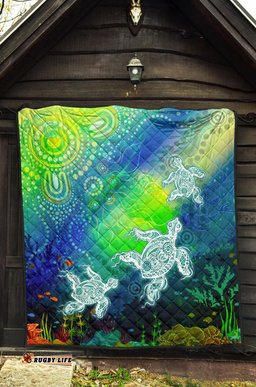 aboriginal premmium quilt indigenous turtle ocean dot painting art