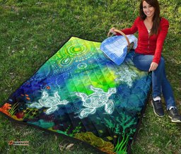 aboriginal premmium quilt indigenous turtle ocean dot painting art