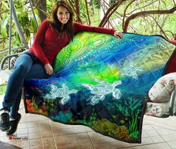 aboriginal premmium quilt indigenous turtle ocean dot painting art