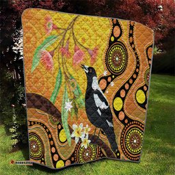 australia eucalyptus flower and magpie quilt aboriginal art