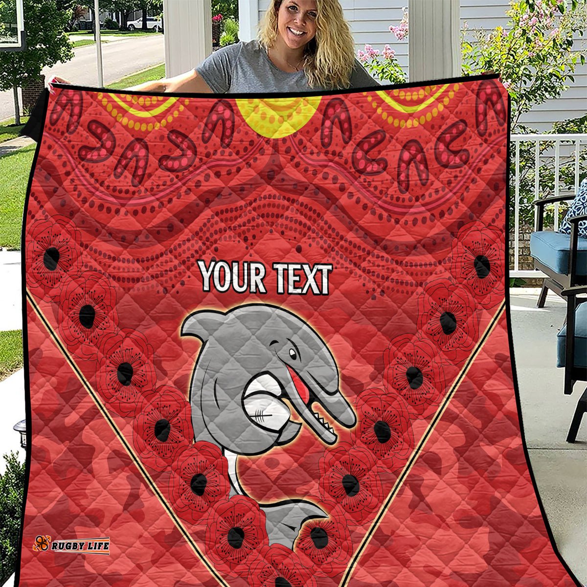 custom dolphins rugby anzac quilt aboriginal and army patterns