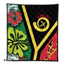 Amazing Aussie Australia South Sea Islanders Vanuatu Flag With Habiscus Flowers Quilt