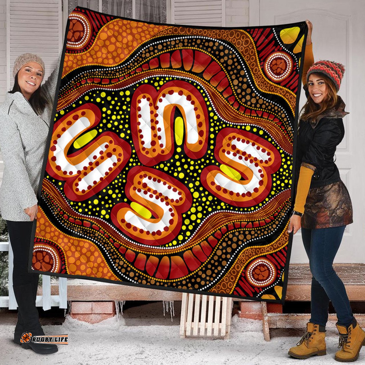 Amazing Aussie Australia Aboriginal Artwork Illustration With Dot Art Quilt