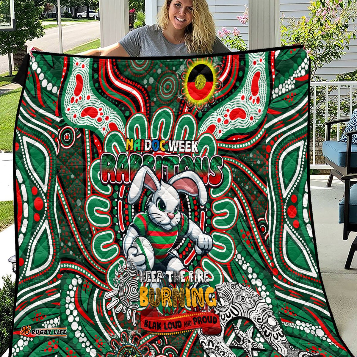 naidoc week 2024 rabbitohs quilt mascot rugby