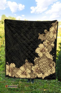 hibiscus plumeria golden turtle premium quilt