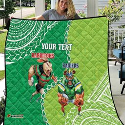 personalised rabbitohs and raiders rugby quilt aboriginal mix polynesian pattern