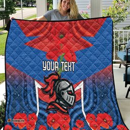 custom knights rugby anzac quilt novocastrians gallipoli soldier with aboriginal art
