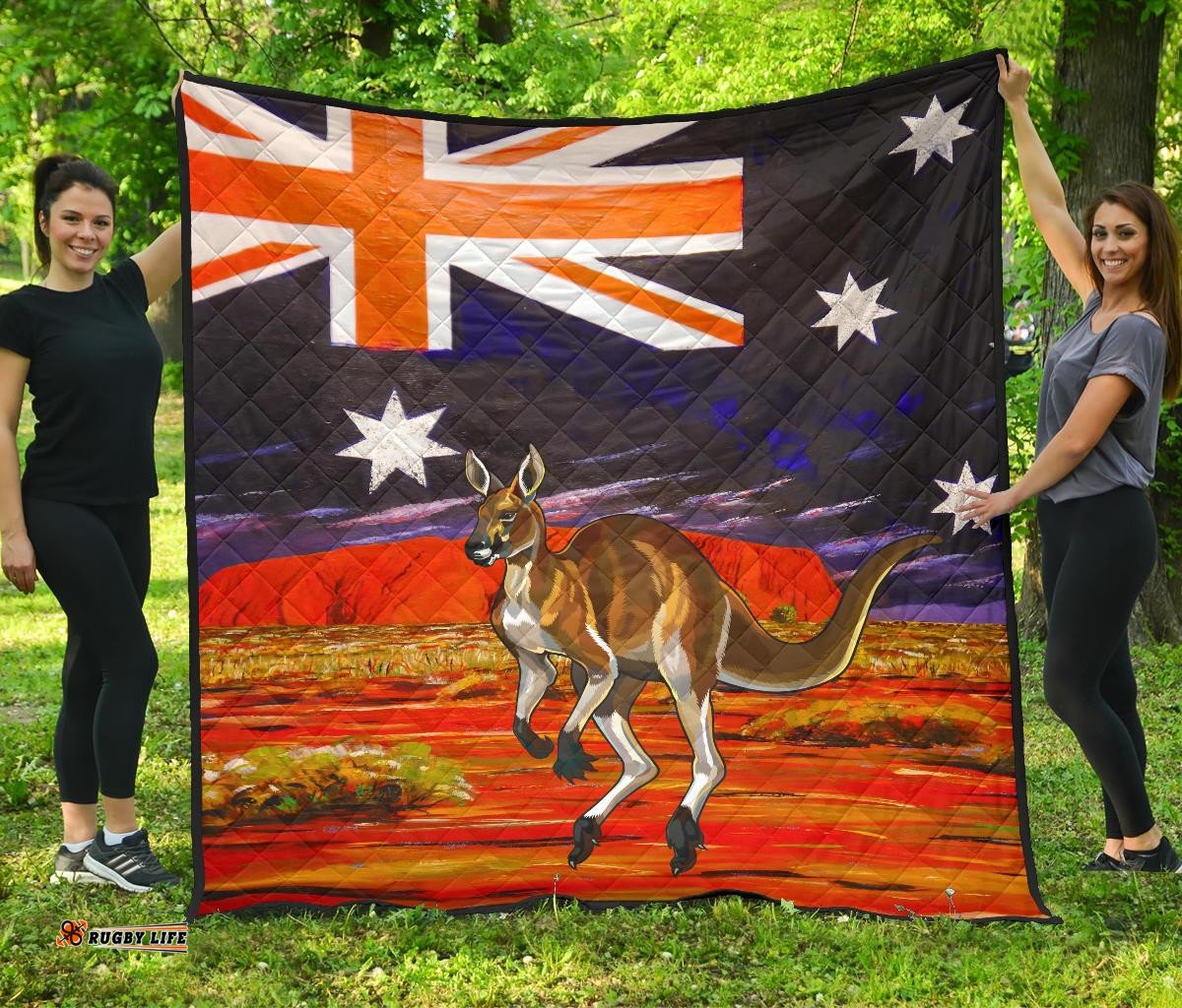 premium quilts kangaroo quilts aus flag uluru landscape art