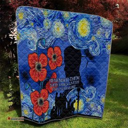 remember them anzac day quilt soldier in starry night oil paint style