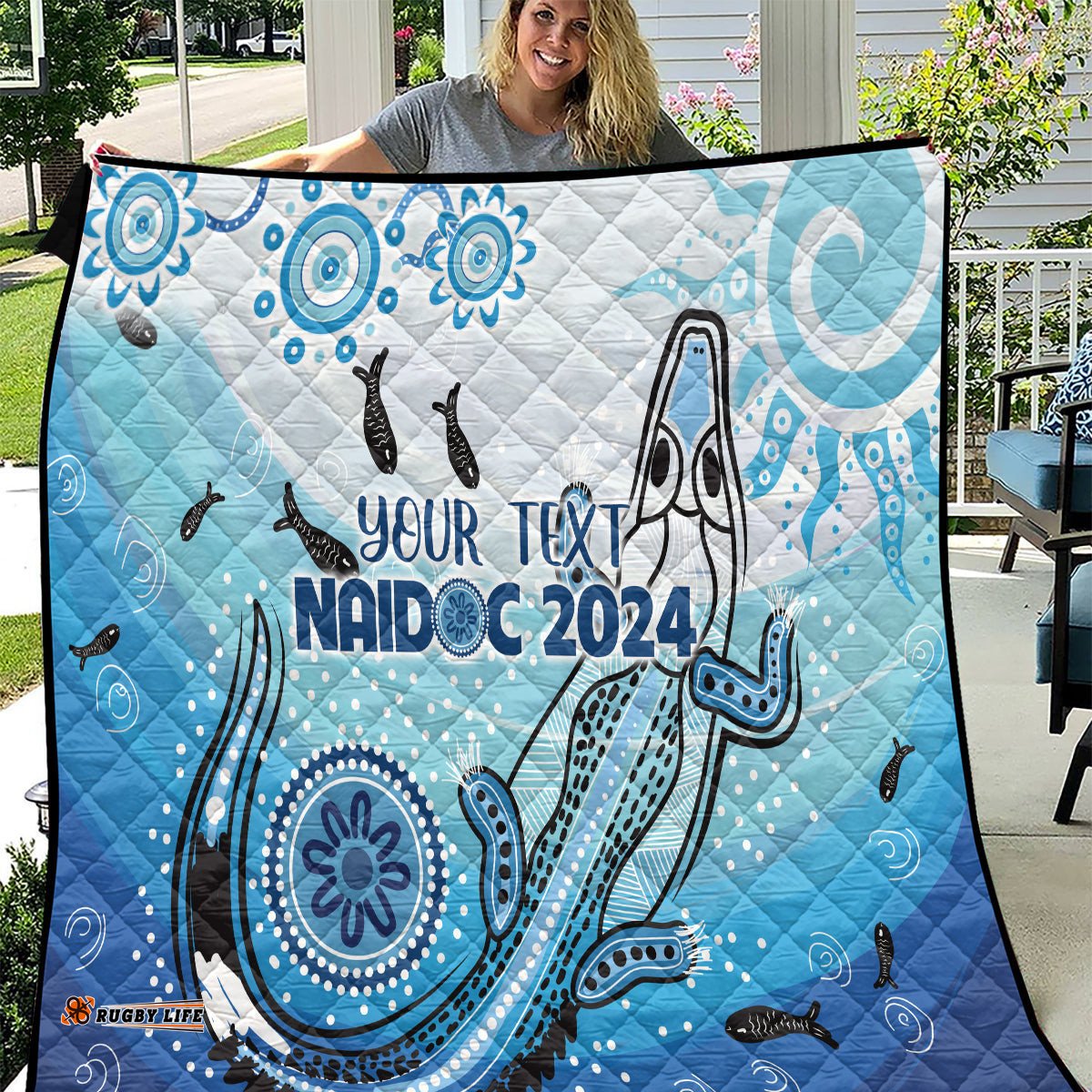 personalised keep the fire burning naidoc 2024 quilt aboriginal dot with crocodile
