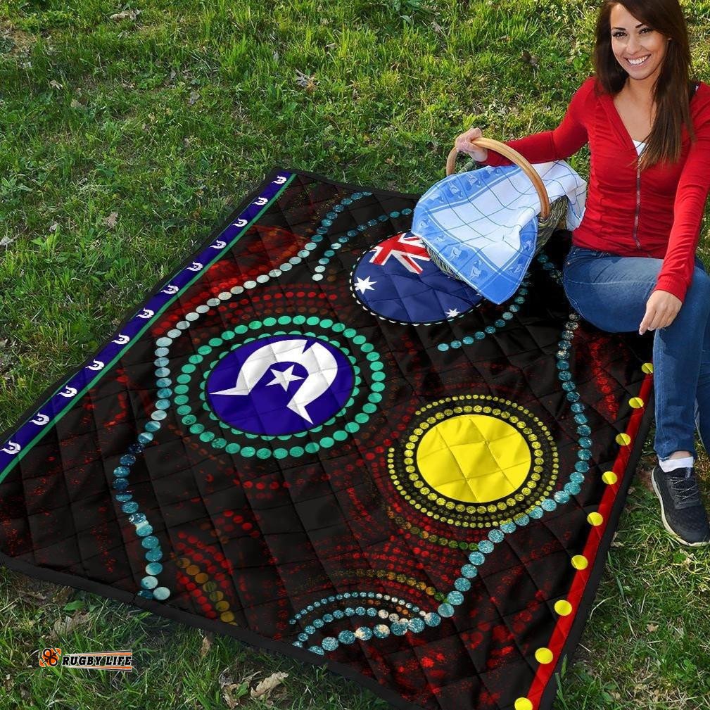premium quilt aboriginal dot patterns & flag