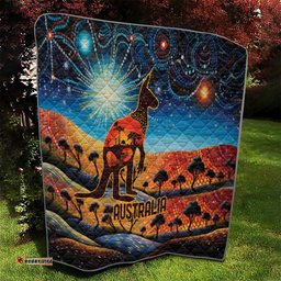 aboriginal dots stary sky with kangaroo quilt