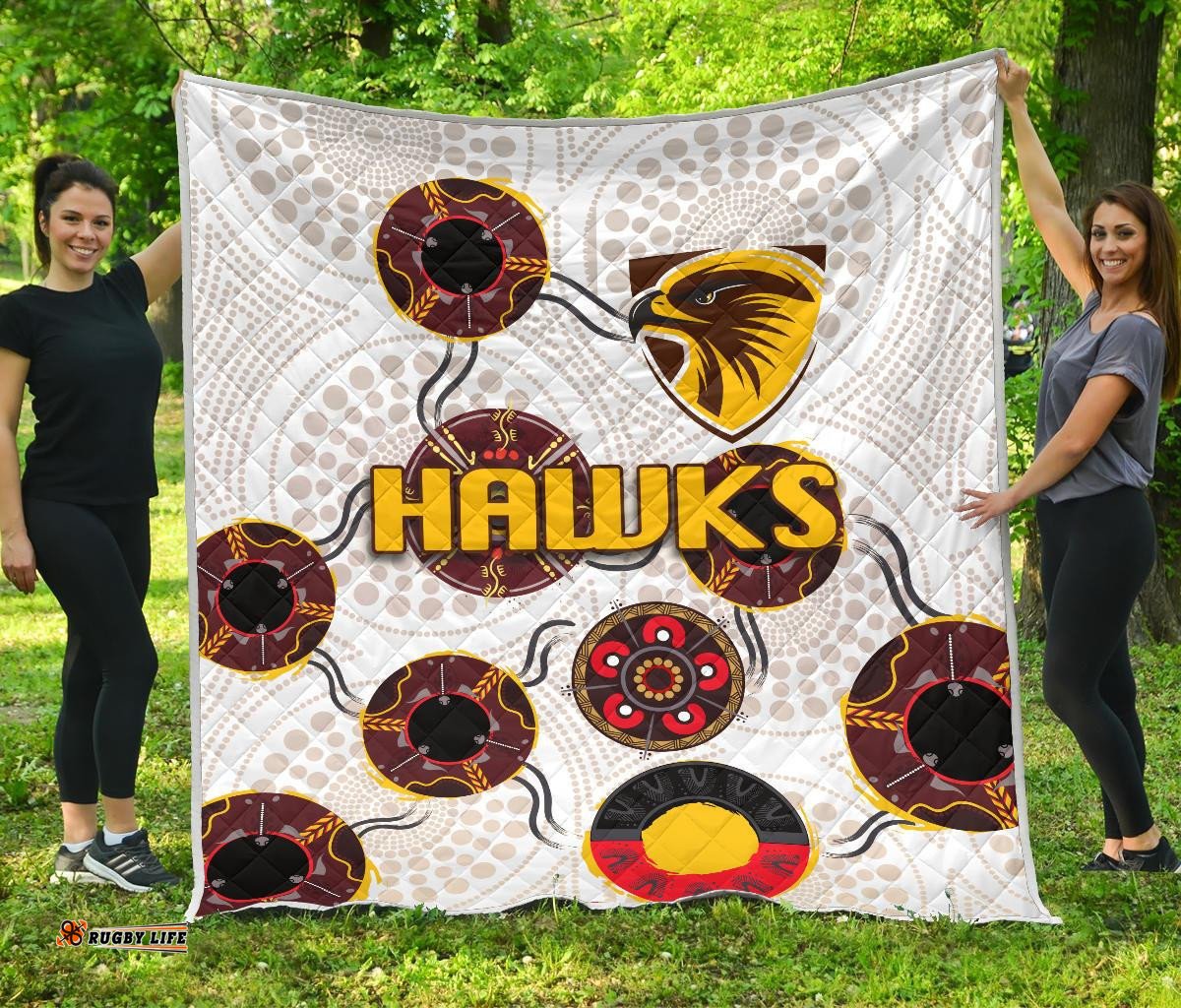 hawthorn premium quilt hawks indigenous white