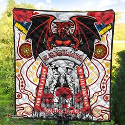 st george rugby anzac day watercolour custom quilt remembrance dragons with poppy flower