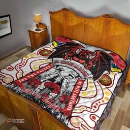 st george rugby anzac day watercolour custom quilt remembrance dragons with poppy flower