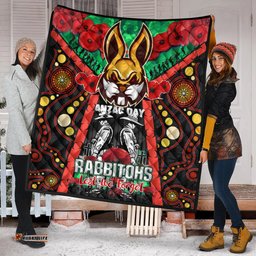 rabbitohs rugby aboriginal anzac day custom watercolour quilt remembrance indigenous rabbitohs with poppy flower