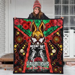 rabbitohs rugby aboriginal anzac day custom watercolour quilt remembrance indigenous rabbitohs with poppy flower