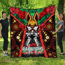 rabbitohs rugby aboriginal anzac day custom watercolour quilt remembrance indigenous rabbitohs with poppy flower