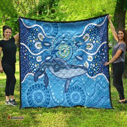whale in the ocean aboriginal dot art quilt no1