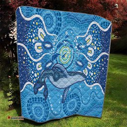 whale in the ocean aboriginal dot art quilt no1