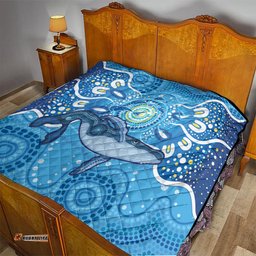 whale in the ocean aboriginal dot art quilt no1