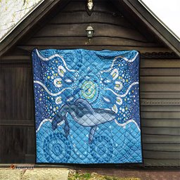 whale in the ocean aboriginal dot art quilt no1