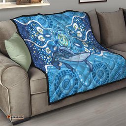 whale in the ocean aboriginal dot art quilt no1