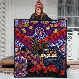 sea eagles rugby anzac aboriginal quilt manly warringah sea eagles with anzac day poppy flower quilt