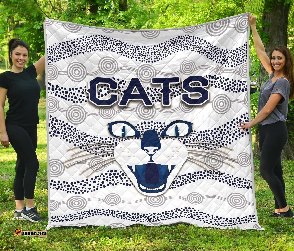 geelong premium quilt cats indigenous white