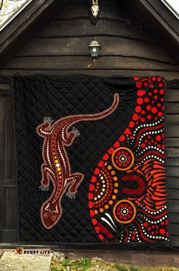 aboriginal premium quilt aboriginal lizard with dot painting pattern