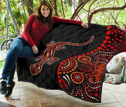 aboriginal premium quilt aboriginal lizard with dot painting pattern