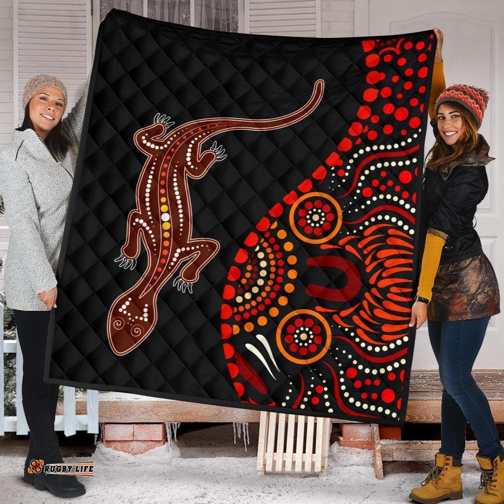 aboriginal premium quilt aboriginal lizard with dot painting pattern