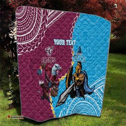 personalised eagles and titans rugby quilt aboriginal mix polynesian pattern