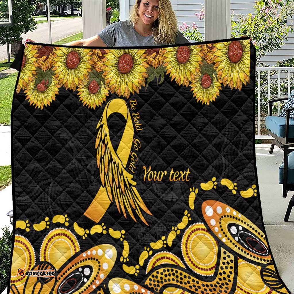 be bold go gold aboriginal ribbon childhood personalised quilt