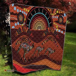 bomerang and kangaroo aboriginal art quilt