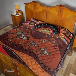 bomerang and kangaroo aboriginal art quilt