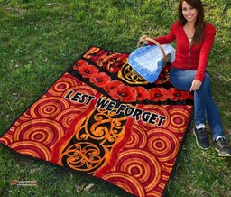 anzac lest we forget poppy premium quilt new zealand maori silver fern australia aboriginal