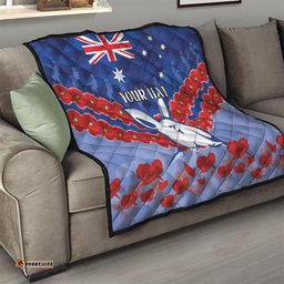 custom kangaroos football quilt anzac lest we forget