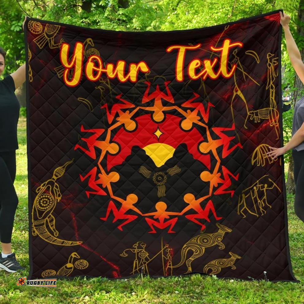 custom aboriginal premium quilt australia map and indigenous flag