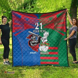 custom knights and rabbitohs mascot together quilt